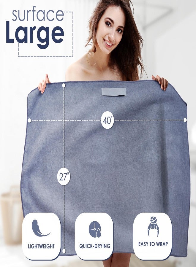 SimpleField Large Microfiber Hair Towel Wrap for Women (27x40 Inches). Anti Frizz Rectangle Fast Drying Towel with Elastic Band for Long, Curly, and Thick Hair. Includes Reusable Carry Bag (Grey) - Image 2